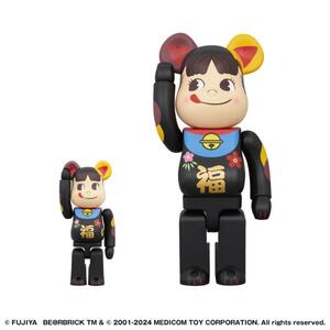 【新品】BE@RBRICK 招き猫 ペコちゃん 福 黒 100% & 400%