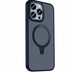 LXURY iPhone15 磁気携帯ケース スタンド付き ワイヤレス充電対応 黒 ブラック シンプル 男女兼用 快適 新生活 