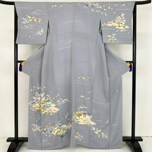 訪問着 千總 華 松 菊 梅 正絹 作家物 青 グレー 身丈165.5cm 裄丈66cm y206-2573294【Y商品】和装 着物 3