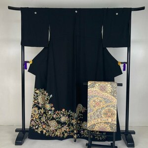 1円～ 黒留袖 袋帯セット 金糸 金彩 花唐草模様 宝相華 ブラック マルチカラー y228-2540984【Y商品】和装 着物