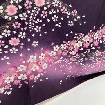 振袖 桜 金彩 鹿の子 晴れ着 花 華 正絹 パープル ピンク ゴールド 身丈175.5cm 裄丈76cm ゴールド y203-2412794 【Y商品】和装 着物 2_画像9