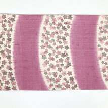 袋帯 紬 全通 桜 さくら模様の可愛い帯 ピンク 紫 白 帯丈434cm 帯幅31.5cm y166-2539894【Y商品】和装 着物 18_画像3
