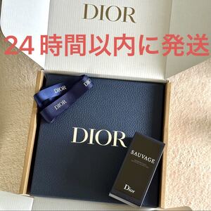  новый товар не использовался *Dior SAUVAGEsova-ju пуховка .-m корпус палочка мужской подарочная коробка лента темно-синий 