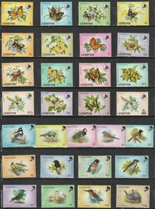 レソト４　1984年～1988年（未使用通常　花　蝶々　鳥他　２セット）２９種