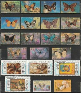 リビア１７　1981年～1998年（未使用 記念　蝶々　絵画　猫　５セット）２８種