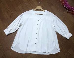  world![OPAQUE CLIP] white 7 minute sleeve shirt 36* new goods!