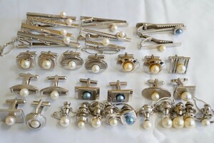 C477 アコヤ真珠 本真珠 タイピン カフス タイタック ヴィンテージ アクセサリー 大量 まとめて おまとめ まとめ売り メンズ 不揃い含む 