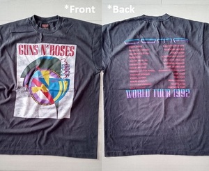 ★［ XL ］「 Guns N' Roses ガンズアンドローゼズ ◇ 1992 coma world tour バンド ビンテージスタイル プリントTシャツ (*BIO) 」新品