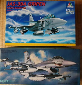 イタレリ 1/72 スウェーデン空軍 サーブ JAS-39A グリペン / フジミ 1/72 アメリカ空軍 G.D F-16C/D ファィティングファルコン 計2機セット