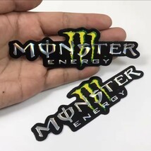 2枚セット　防水　モンスターエナジー　 エンボス加工 文字シルバー　バイクステッカー　ヘルメットステッカー　デカール　BMX スケート_画像1