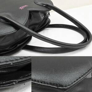 R124★美品 MILK ミルク ハート型 トートバッグ ハンドバッグ ブラック ピンクロゴ ハートBAG 黒の画像10