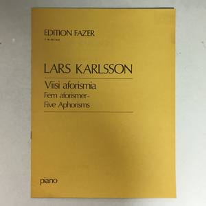 [楽譜] LARS KARLSSON / Viisi aforismia / Edition Fazer/gb