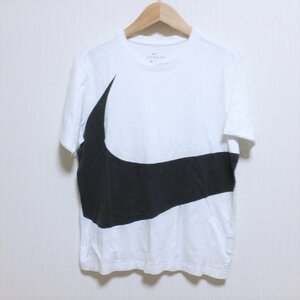 s595　NIKE　ナイキ　ホワイト×ブラック　ビッグスウッシュ　ロゴ　Tシャツ　半袖　L　【メ便】