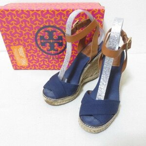 A020　Tory Burch　トリーバーチ　ウエッジサンダル　ネイビー　5　22cm