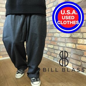 BP2-633【175cm普通体型】USA買付品★少し訳あり【BILL BLASS】美シルエット チャコールグレー ウールパンツ【W36 メンズ XL】ワイド