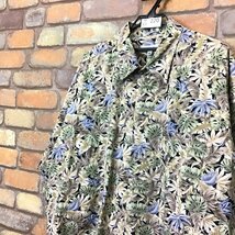 ME2-220★BIGシルエット★90's★【pierre cardin ピエール・カルダン】片ポケット 半袖 コットン 総柄シャツ【メンズ XXL】古着 ゆるダボ_画像7