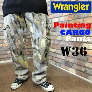 RE1-003【Painting Pants】USA限定【Wrangler CARGO】ペンキ付着 カーゴパンツ【W36 メンズ XL】ペインターパンツ ワークパンツ ボロパン