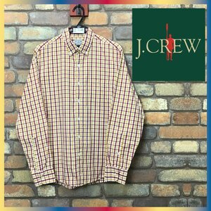 ME9-660★USA古着★状態◎★黄×赤★【J.CREW ジェイクルー】コットン100% ボタンダウン チェックシャツ【メンズ M】長袖 薄手 アメカジ