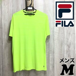 ME2-047★格安!!★USA買付商品★【FILA フィラ】”LIVE IN MOTION” クルーネック 半袖 Tシャツ【メンズ M】黄 ランニング ジム スポーツ