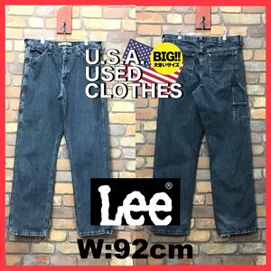 DP1-001★USA限定★メキシコ製【Lee】DUNGAREES デニム ペインターパンツ【W36 メンズ XL 】インディゴ ジーンズ ハンマーループ ワーク