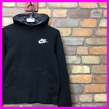 ME11-866★USA直輸入★特価品★【NIKE ナイキ】刺繍ロゴ モックネック スウェットパーカー【L】ブラック USA古着 フーディ ストリート_画像6