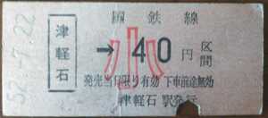 ◆山田線　津軽石→40円区間（小）　B型硬券乗車券