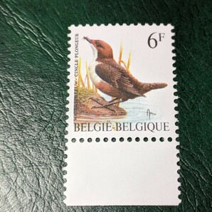 小鳥を描くベルギーの普通切手旧6フラン 1種 未使用ヒンジなし耳紙つきの画像1