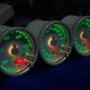 トラスト 電子式 ワーニング メーター 水温 油温 油圧 TRUST Defi センサー付 フルセット LEDイルミの画像4