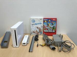 《H》動作OK Nintendo ニンテンドー Wii RVL-001 本体 ソフト 2本セット マリオ スポーツ