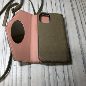 m001 Y2 ボナベンチュラ BONAVENTURA iPhone 13 携帯ケース - レザー ベージュ iPhoneケース ミラーケース 肩掛け ストラップ付