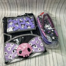 m002 G2 1 おでかけしてない くろみ クロミ KUROMI サンリオ SANRIO Tシャツ Lサイズ ポーチ ビーチサンダル 夏場に備えるグッズ_画像1