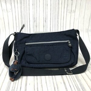 m001 F(60) キプリング ショルダーバッグ ネイビーブルー ナイロン ゴリラチャーム付 Kipling 肩掛けカバン