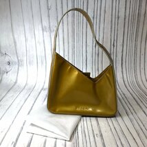 m001 F(60) PRADA プラダ ワンショルダーバッグ アシンメトリー エナメル イエロー パーティ ASIMMET_画像1