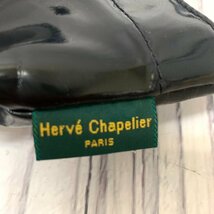 s001 O4 O.保管品 新品未使用 エルベシャプリエ Herve Chapelier 舟形 ミニショルダーバッグ エナメル ブラック 黒 経年劣化くもり有り_画像6