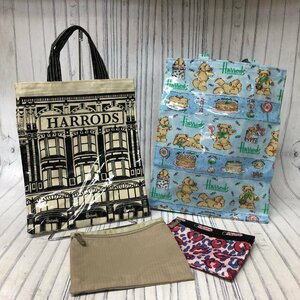 m001 D(30) ハロッズ Harrods トートバッグ ビニールコーティング ショップ柄 テディベア柄 2点 レスポートサック ポーチ LeSportsac 2点