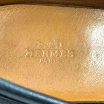 f001 H HERMES エルメス シューズ スリッポン ローファー 革靴 靴 ステッチ レザー ブラック系カラー SIZE サイズ 41_画像6