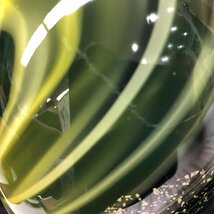 m001 H(100) カメイガラス フラワーベース KAMEI GLASS OSAKA 花瓶 つぼ マーブル柄 ブラック グリーン イエロー 金_画像8