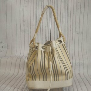 f002 2Fbag バーバリー BURBERRYトートバッグ ショルダーバッグ 巾着 ストライプ キャンバス×レザー オフホワイト系