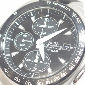 f002 B1 12 ALBA アルバ クロノグラフ 10BAR 3針 7T92-0BT0 アナログ 黒文字盤 シルバーバンド 腕時計 ネコポス385円