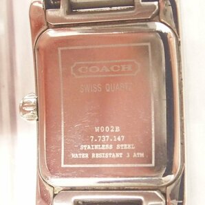 f002 Y3 コーチ COACH W002B レディース腕時計 スクエア SS シルバー文字盤 クォーツ 電池交換済み ケース入りの画像8