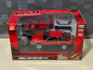 【1円〜】1/24 DISM ダイキャストミニカー COROLLA LEVIN（AE86）後期型（赤/黒) トヨタ カローラ レビン 1985年式 アオシマ