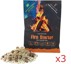  Insta fire firelighter Chemical free burning hour approximately 10 minute ~15 minute 3 pack ( outdoor . fire wood stove fire ... fire starter )