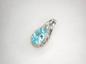 6/美品 K18WG パライバトルマリン0.91ct ダイヤ ペンダントトップ