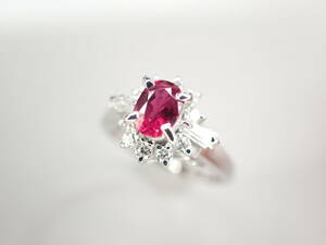 6/美品 田崎真珠 タサキ Pt900 ルビー0.48ct ダイヤ リング 指輪