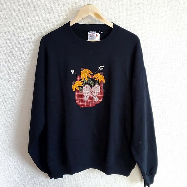 D14◆90s JERZEES SUPER SWEATS スウェット sizeL 黒 ブラック 長袖 トレーナー 中古 USED 古着 メキシコ製