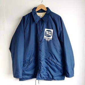 C65◆80s USA製 King Louie PROFIT ボアライナー ナイロン コーチジャケット sizeL ネイビー 紺 アメリカ製 長袖 古着 中古 USED vintage