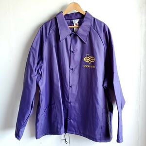 C76◆USA製 Wind Jammer ナイロン コーチジャケット size4XL 紫 パープル アメリカ製 アメリカ古着 中古 USED vintage ビッグサイズ