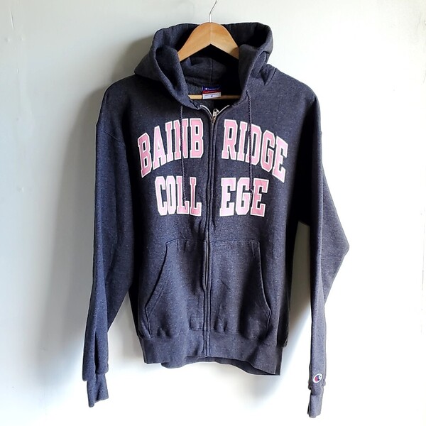 B23◆チャンピオン CHAMPION ジップアップパーカー sizeM グレー×ピンク 中古 古着 USED AUTHENTIC ATHLETIC APPAREL