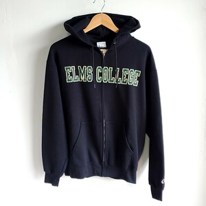 B21◆チャンピオン CHAMPION ECO FLEECE ジップアップパーカー sizeM 黒 ブラック 中古 古着 USED 