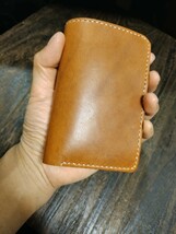 Middle Leather Wallet イタチョコ&栃木レザー☆フラップ無し_画像1
